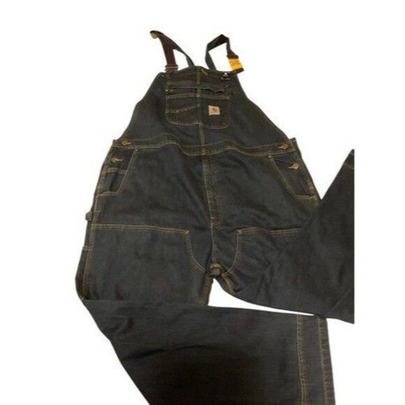 NWT Carhartt RN14806 Dark Blue Double Knee Insulated Bib Overalls Men Size 50X32 - Picture 10 of 13
